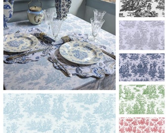French Toile Table Square Overlay Black Red Green Blue Pink Colonial Cover Cloth Traditional Home Decor Linens Dining Room Baby Shower