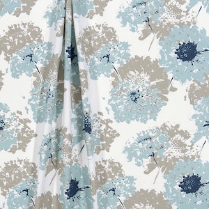 Blue Taupe Gray Curtains Floral Curtain Panels Vintage Drapes Nursery Bedroom Custom Sizes Valance Shade Window Treatments Drapery Panels