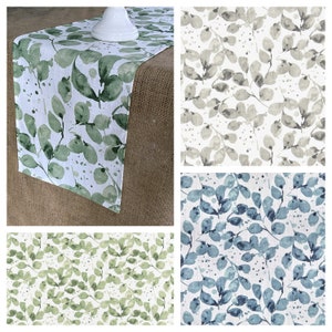 Eucalyptus Leaves Table Runner Vine Home Decor Table Linens Leaf Table Centerpiece Green Blue Gray Table Runner Dining Room Table Runner