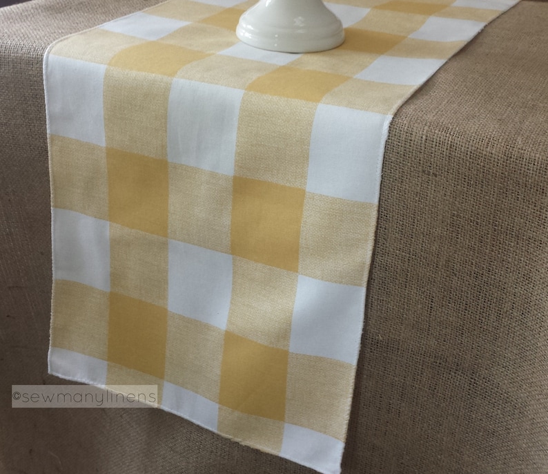 Yellow Buffalo Check Plaid Table Runner Country Farmhouse Home Etsy