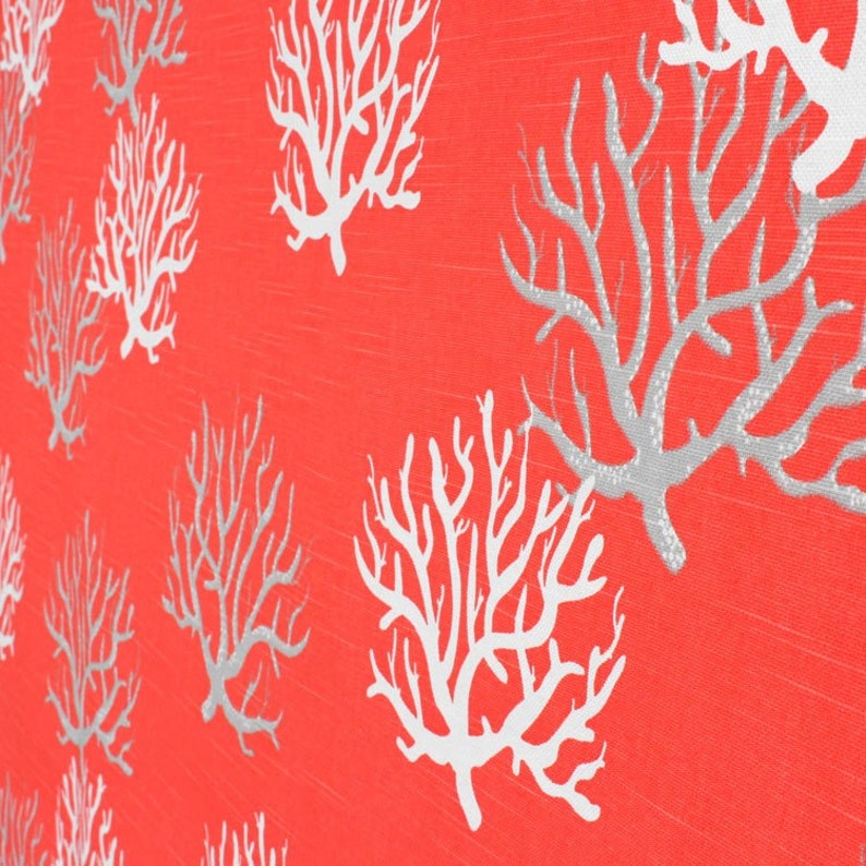 Coral Curtain Panels Coastal Living Home Decor Window Etsy