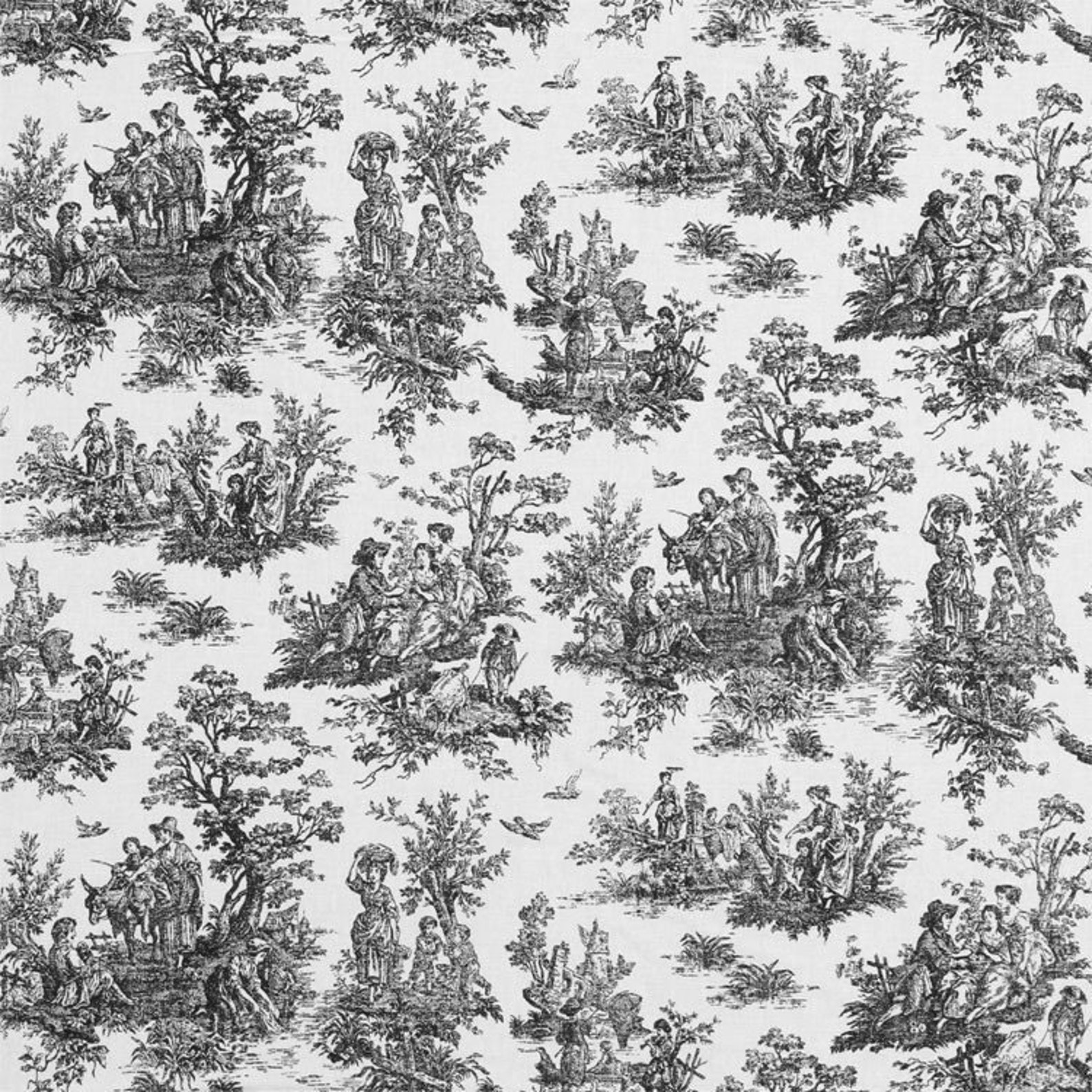 Black Toile Tablecloth Table Cover Colonial Traditional Table Etsy