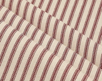 Red Ticking Stripe Curtain Panels Stripe Curtains Window Treatments Kitchen Farmhouse Rustic Drapery Custom Cafe Valance