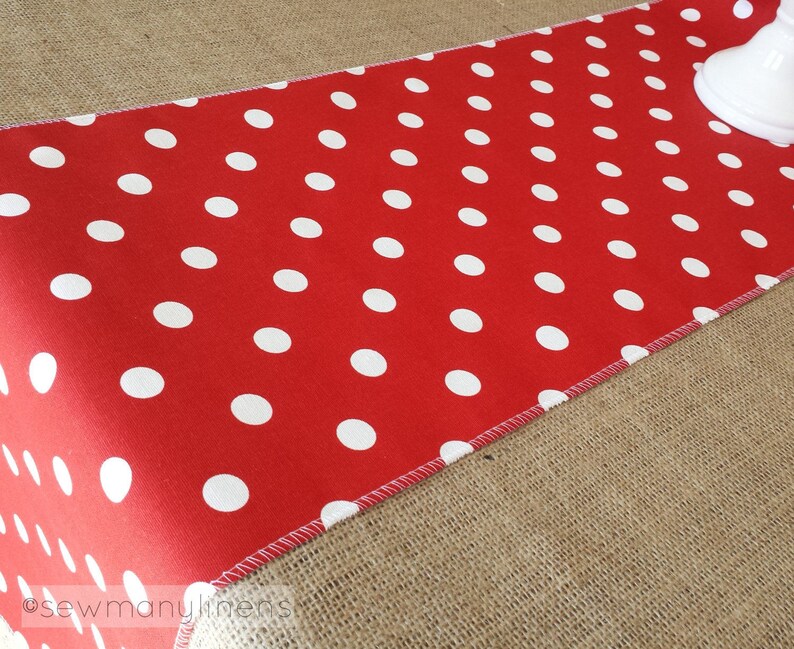 Red Polka Dot Table Runner Dining Room Home Decor Linens Etsy