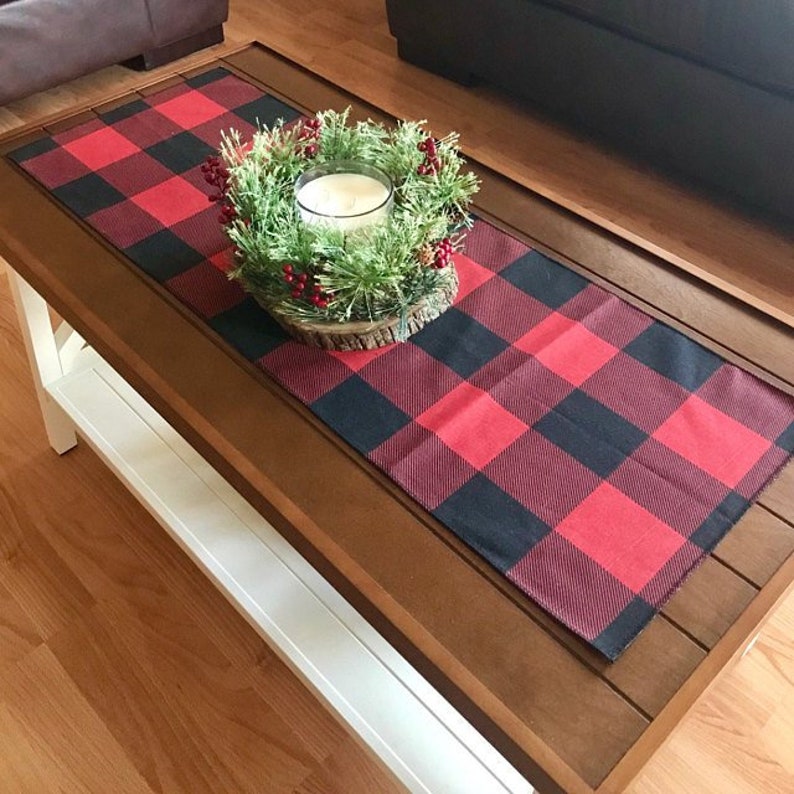 Red and Black Plaid Table Runner Buffalo Check Table Decor Etsy