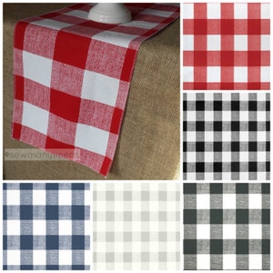 Red Black Gray Navy Plaid Table Runner Buffalo Gingham Check Table Centerpiece Linens Dining Room Home Decor Country Cabin Kitchen Decor