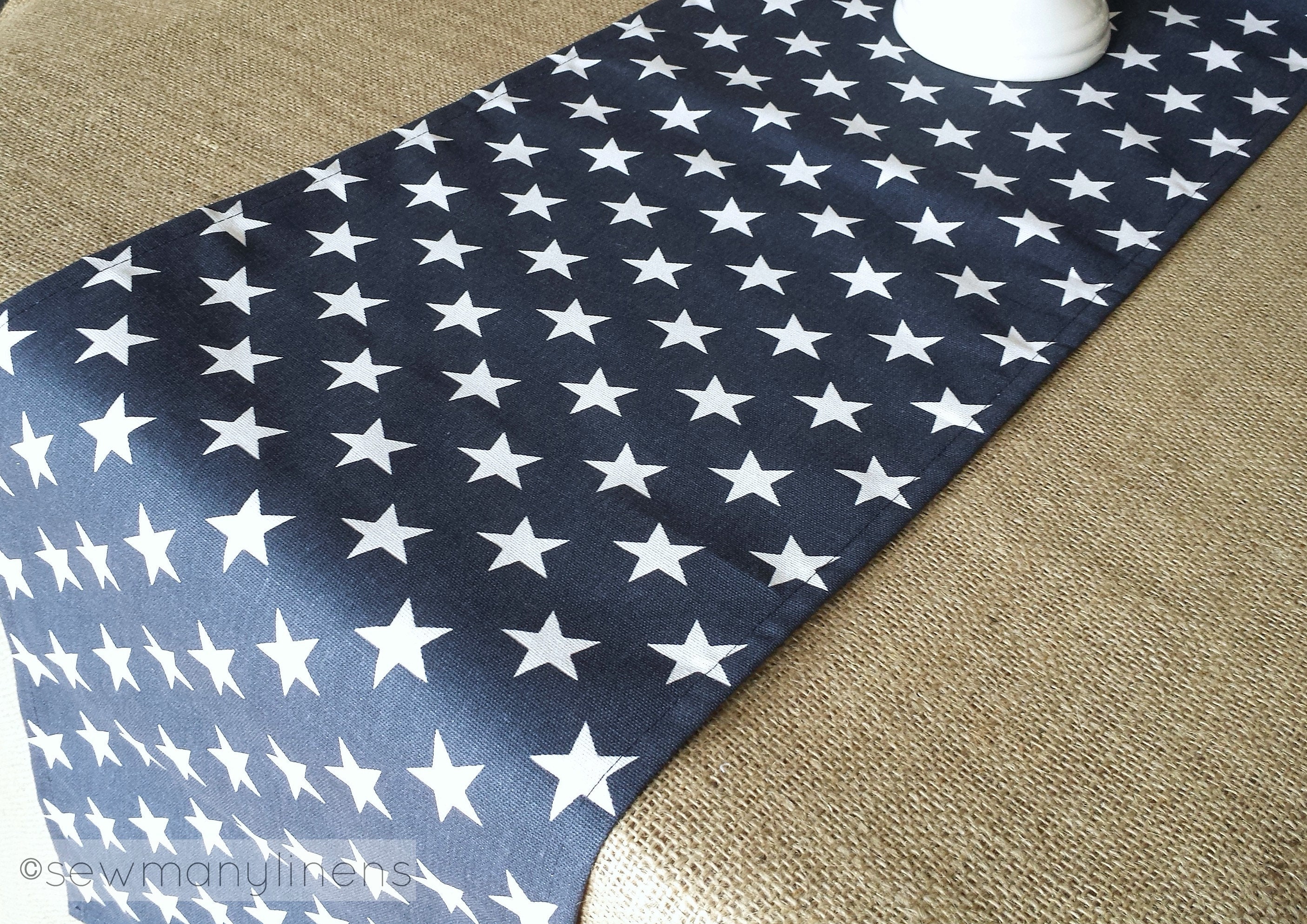 12x72 inches Navy star patriotic Memorial Day 4th of July table runner 