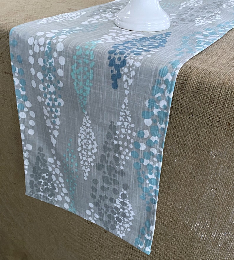 Blue Table Runner Aqua Spa Blue Runner Table Centerpiece Etsy