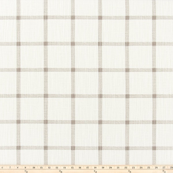 Taupe Gray Ecru Beige Fabric By the Yard Windowpane Plaid Fabric Home Decor Heavy Weight Upholstery Cotton Sewing Craft Supplies Decor