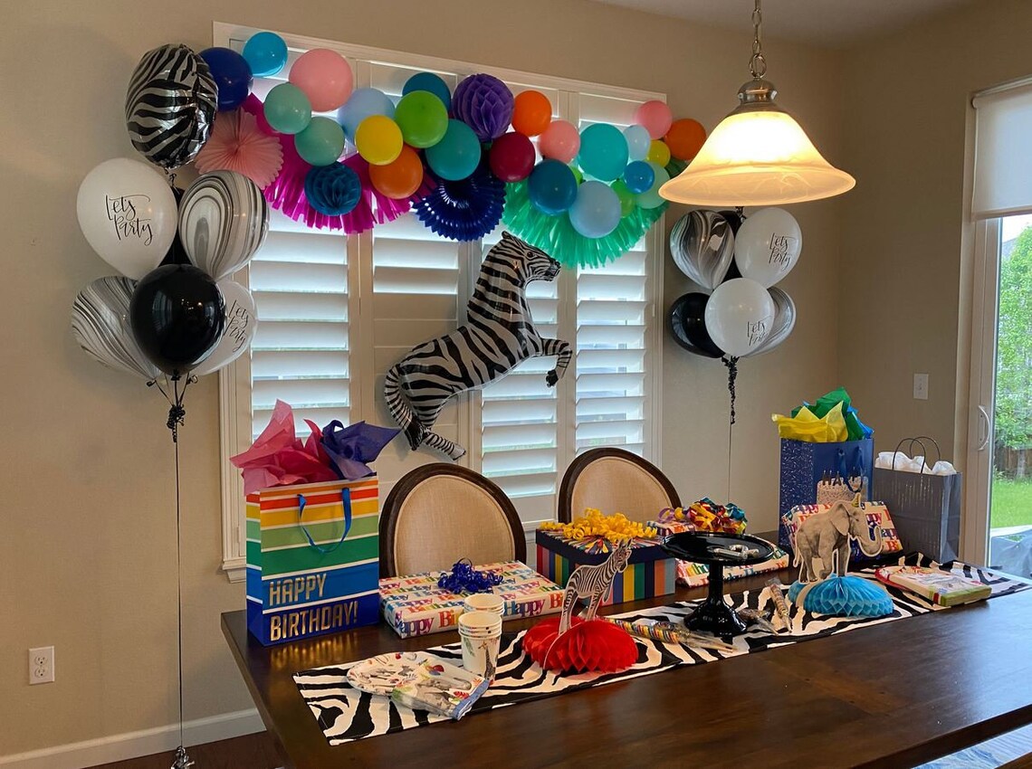 Zebra Table Runner Black and White Zoo Animal Party Decor Safari ...
