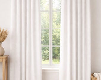 White Curtains Window Treatments Natural Textured Panels Neutral Minimalist Home Decor Custom Drapes For Bedroom Living Room