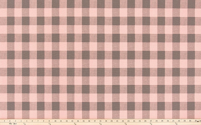 Blush Pink Gray Plaid Buffalo Check Curtains Window Treatments Etsy