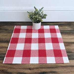 Red Plaid Table Square Overlay Buffalo Check Tablecloth Rustic Farmhouse Country Home Decor Topper Dresser Scarf Dining Linens