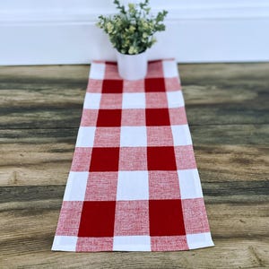 Red Plaid Table Runner Country Vintage Kitchen Home Decor Red Buffalo Check Centerpiece Rustic Gingham Dining Room Decor Linens