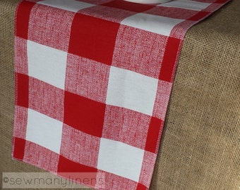 Red Plaid Table Runner Country Vintage Kitchen Home Decor Red Buffalo Check Centerpiece Rustic Gingham Dining Room Decor Linens