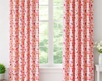 Colorful Curtains Fuchsia Hot Pink Orange Window Treatments Custom Drapery Artist Canvas Baby Girl Nursery Decor Children's Playroom