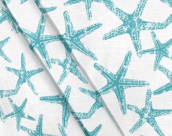 Aqua Blue Curtain Panels Turquoise Starfish Home Decor Nautical Window Treatments Valance Coastal Living Shade Ocean Beach House