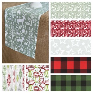 Christmas Home Decor Holiday Table Runner Rustic Christmas Centerpiece Red Green Reindeer Plaid Decoration Vintage Linens