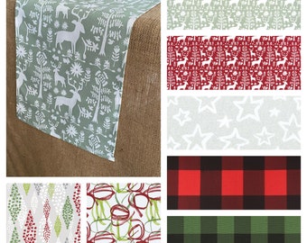 Christmas Home Decor Holiday Table Runner Rustic Centerpiece Red Green Reindeer Plaid Decoration Vintage Linens