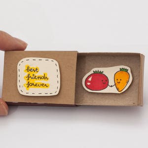 Veggy Friendship Card/ Best Friends Foodie Matchbox Card/ BFFs gifts/ Gift box/ Best Friends Forever/ Tomato Carrot/ OT028 image 1