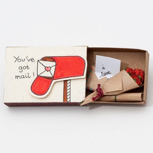 Cute Love Card/ Anniversary Card/ Personalized Love Gift/ Surprise Gift for Her / For Him / I love you Matchbox Card/ You've got mail/ LV021 image 2