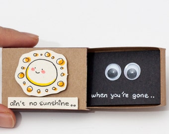 Missing you card/ Thinking of you/ Long Distance Relationship Love Gift/ LDR Gifts/ « Ain’t no sunshine when you’re gone"/ OT065