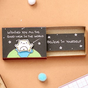Carte bonne chance / Croyez en vous-même Carte De boîte d’allumettes - Boîte d’allumettes d’encouragement mignonne / Boîte cadeau / Carte d’encouragement / Carte d’amitié / OT148