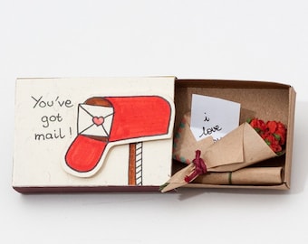 Cute Love Card/ Anniversary Card/ Personalized Love Gift/ Surprise Gift for Her / For Him / I love you Matchbox Card/ You've got mail/ LV021