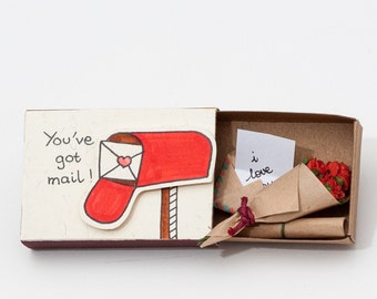 Personalized Love card/ Personalized Love Card/ Custom Gift/ Gift for Her/"I love you" Matchbox / "You've got mail"/ LV021