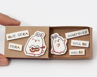 Fun Encouragement Card "Que Sera" Matchbox/ Gift box / Message box/ OT054