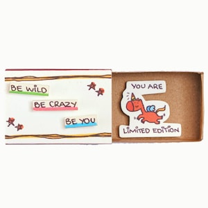 Unicorn Card / Be Yourself Card / Inspirational Card / Aanmoedigingskaart "You are Limited Edition" Matchbox / Be Wild Be Crazy Be You / OT004