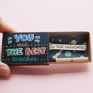 Du bist der beste Lehrer im Universum Matchbox Karte / Lehrer Dankeskarte / Geschenke für Lehrer, Coach, Professor / OT131