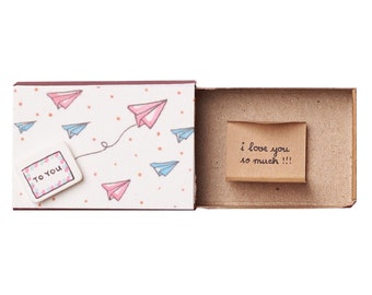 Romantic Long distance Love Card/ Cute I Love You card/ Surprise Gift for Boyfriend/ LDR gift for Him/ Paper planes Matchbox card/ LV015