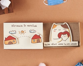 Long Distance Love Matchbox, Keep in touch with Friends and Family, Unique Long Distance Gift, Love Gift, 'Distance is Nothing' - LV141