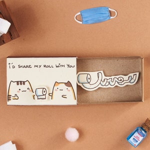 Covid-19 Toilet Papier Kaart, Funny Wc Papier Kaart, Quarantaine geschenk, Sociale Distantiëren cadeau voor vrienden 'Ik deel mijn rol met u' OT141