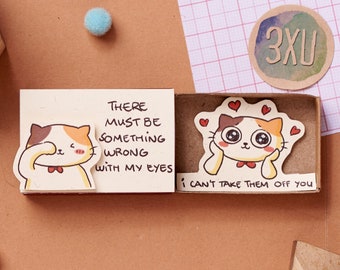 Funny Love Card "Can't Take my Eyes off You"/ Flirty Pick-up Line Love Card/ For Girlfriend/ Boyfriend Gift/ Handmade Matchbox Card/ LV157