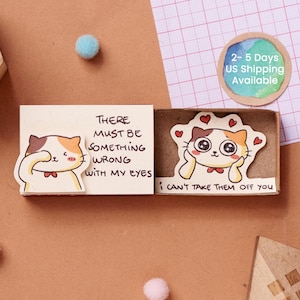 Funny Love Card "Can't Take My Eyes Off You" / Flirterige liefdeskaart met pick-up / Voor vriendin / cadeau vriendje / Handgemaakte luciferdoosje / Voor haar