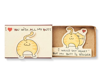 Witty Cat Butt Love Card/ Naughty Butt Adult Humor Love Card/ Funny Love Gift for Boyfriend/ I love you with all my Butt/ LV133