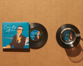 Frank Sinatra Come Fly With Me Vinyl Record Coasters, Retro Jazz Music Coasters, Vintage 60s Swing Music, Decorations, Gift for Music Lovers