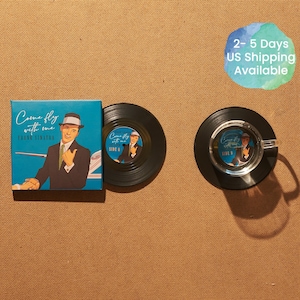 Frank Sinatra Come Fly With Me Vinyl Record Coasters, Retro Jazz Music Coasters, Vintage 60s Swing Music, Decorations, Gift for Music Lovers