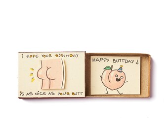 Adult Birthday Card Matchbox/ Naughty Birthday Card/ Funny Birthday Card/ Happy Buttday/ Humor Happy Birthday Card/ Nice Butt Card - BD033