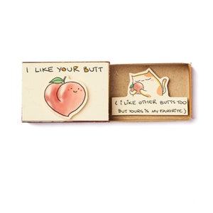 Naughty Peach Emoji Butt Love Card/ Unique Cat Love Gift/ Witty Adult Humor Love Card/ Butt Pun Card/ I like your Butt/ Nice Butt Cat Card