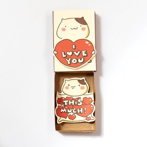 Cute Cat Love card/ Unique Love gift/ Cat Lover Gift/ Cute Matchbox Gift/ Cute Greeting Card/ I Love You This Much/ Gift For Him / LV117