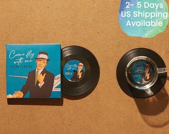 Frank Sinatra Come Fly With Me Vinyl Record Coasters, Retro Jazz Music Coasters, Vintage 60s Swing Music, Decorations, Gift for Music Lovers