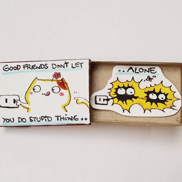 Funny Best friend Card/ Friendship Card/ BFF Matchbox Card/ Gift box/ "Good friend don't let you do stupid thing alone"/ OT107