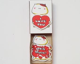 Cute Cat Love card/ Unique Love gift/ Cat Lover Gift/ Cute Matchbox Gift/ Cute Greeting Card/ I Love You This Much/ Gift For Him / LV117