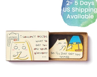 Boîte d'allumettes pour carte d'anniversaire adulte coquine/Petite boîte-cadeau/Carte se déshabiller/Carte de joyeux anniversaire humoristique/Carte pour petit ami-BD034