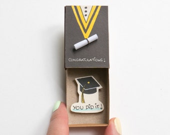 Graduation Card/ Congratulations You Did it Card Matchbox/ College Grad Gift box/ OT047