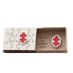 Puzzle Love Card/ Unique Love Gift for Him/ Perfect Piece, Pair, Match/ Matchbox Card/ "You are my perfect piece" Puzzle /LV004