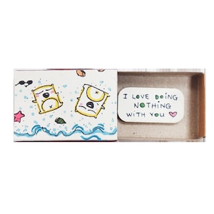 Cute Love card/ Lazy couple Love Card/ Unique Gift for him/ Matchbox card/ I love doing nothing with you/ LV011